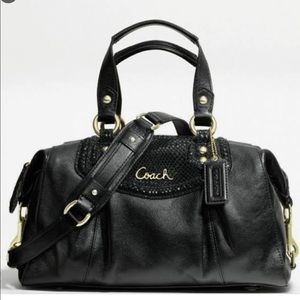 coach ashley black leather satchel